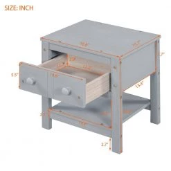 1-Drawer Gray Wooden Nightstand 18.8 in. L x 15.7 in. W x 18.7 in. H by ATHMILE 12 1-Drawer Gray Wooden Nightstand 18.8 in. L x 15.7 in. W x 18.7 in. H by ATHMILE -ATHMILE Sales Store gray athmile nightstands gz b2w20221656 4f 1000