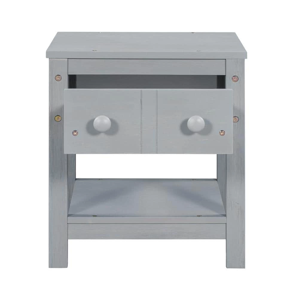 1-Drawer Gray Wooden Nightstand 18.8 in. L x 15.7 in. W x 18.7 in. H by ATHMILE 1 1-Drawer Gray Wooden Nightstand 18.8 in. L x 15.7 in. W x 18.7 in. H by ATHMILE