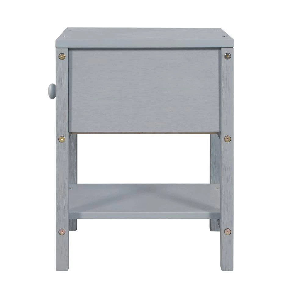 1-Drawer Gray Wooden Nightstand 18.8 in. L x 15.7 in. W x 18.7 in. H by ATHMILE 8 1-Drawer Gray Wooden Nightstand 18.8 in. L x 15.7 in. W x 18.7 in. H by ATHMILE - Image 8