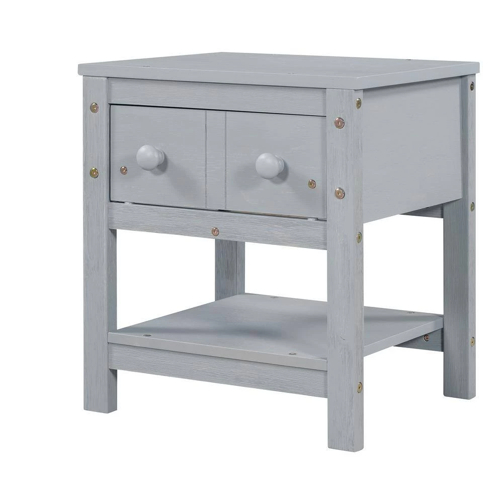 1-Drawer Gray Wooden Nightstand 18.8 in. L x 15.7 in. W x 18.7 in. H by ATHMILE 2 1-Drawer Gray Wooden Nightstand 18.8 in. L x 15.7 in. W x 18.7 in. H by ATHMILE - Image 2