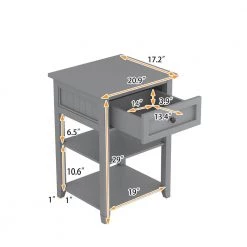 1-Drawer Wooden Gray Nightstand (20.9 in. Lx17.2 in. W x29 in. H) by ATHMILE 10 1-Drawer Wooden Gray Nightstand (20.9 in. Lx17.2 in. W x29 in. H) by ATHMILE -ATHMILE Sales Store gray athmile nightstands gz b2w20222046 4f 1000