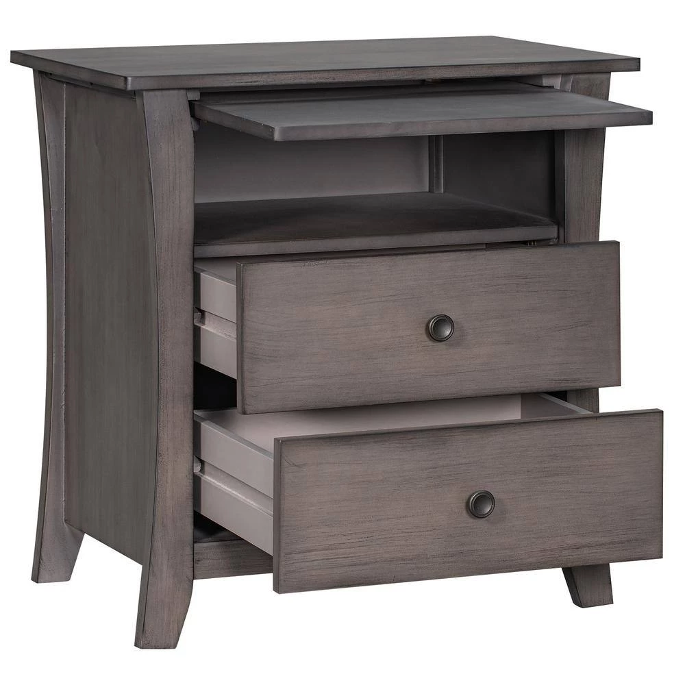 2-Drawers Gray Storage Nightstand (24''LX15.7''W X 25.2''H) by ATHMILE 5 2-Drawers Gray Storage Nightstand (24''LX15.7''W X 25.2''H) by ATHMILE - Image 5