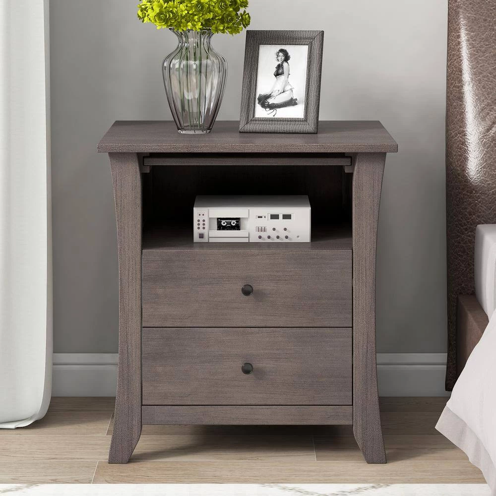 2-Drawers Gray Storage Nightstand (24''LX15.7''W X 25.2''H) by ATHMILE 6 2-Drawers Gray Storage Nightstand (24''LX15.7''W X 25.2''H) by ATHMILE - Image 6