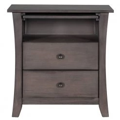 2-Drawers Gray Storage Nightstand (24''LX15.7''W X 25.2''H) by ATHMILE