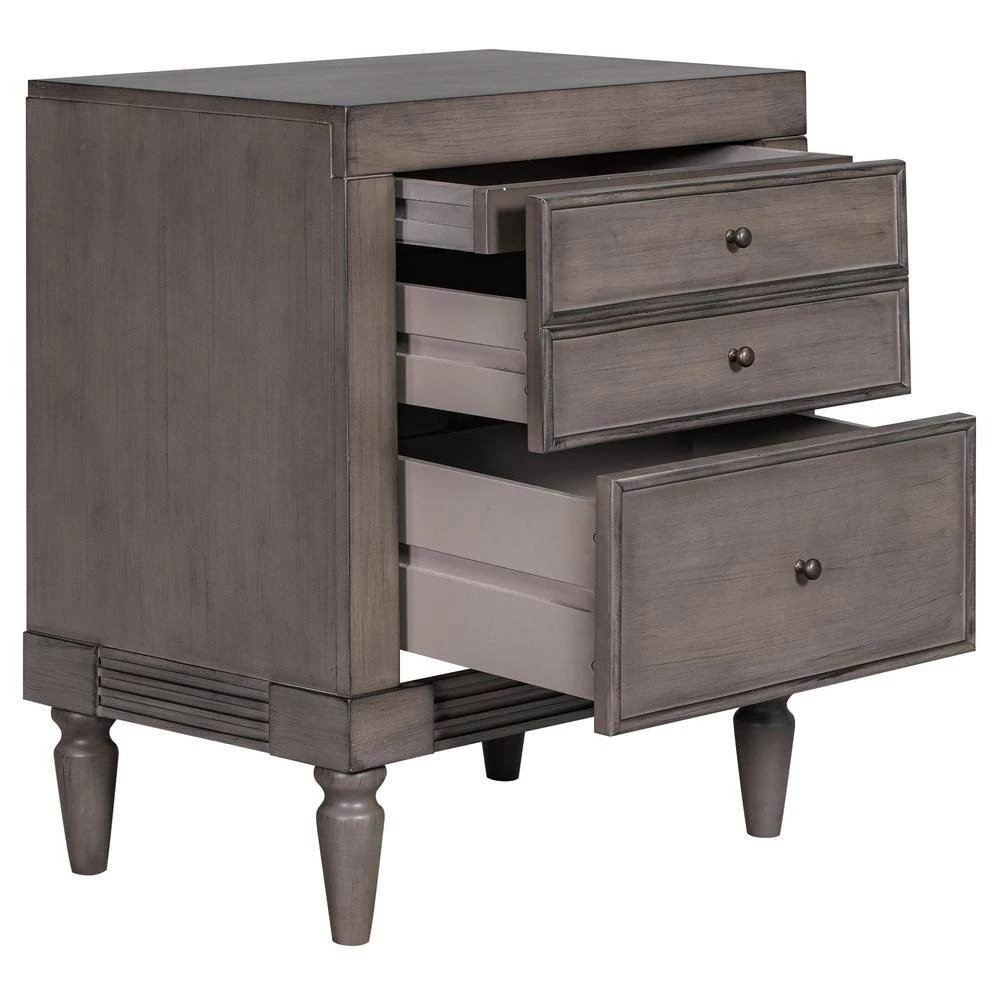 3-Drawers Gray Storage Nightstand (23.6''LX15.7''W X 23.6''H) by ATHMILE 5 3-Drawers Gray Storage Nightstand (23.6''LX15.7''W X 23.6''H) by ATHMILE - Image 5