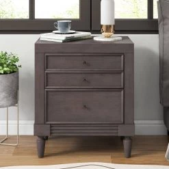 3-Drawers Gray Storage Nightstand (23.6''LX15.7''W X 23.6''H) by ATHMILE 13 3-Drawers Gray Storage Nightstand (23.6''LX15.7''W X 23.6''H) by ATHMILE -ATHMILE Sales Store gray athmile nightstands gz b2w20222160 31 1000