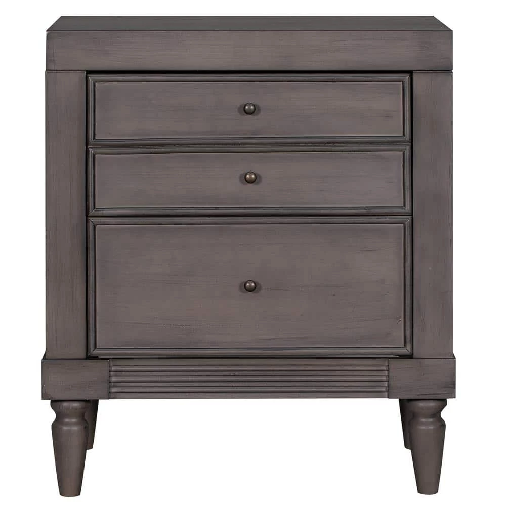 3-Drawers Gray Storage Nightstand (23.6''LX15.7''W X 23.6''H) by ATHMILE 1 3-Drawers Gray Storage Nightstand (23.6''LX15.7''W X 23.6''H) by ATHMILE