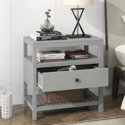 1-Drawers Gray Nightstand (26.2 in. L x 15 in. W x 26.5 in. H) by ATHMILE 13 1-Drawers Gray Nightstand (26.2 in. L x 15 in. W x 26.5 in. H) by ATHMILE -ATHMILE Sales Store gray athmile nightstands z gzb2w20221143 31 1000