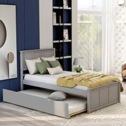 Gray Twin Platform Bed by ATHMILE -ATHMILE Sales Store gray athmile panel beds ddwf194473aae 31 1000