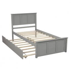 Gray Twin Platform Bed by ATHMILE -ATHMILE Sales Store gray athmile panel beds ddwf194473aae 44 1000