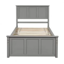 Gray Twin Platform Bed by ATHMILE