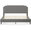 Gray King Linen Platform Bed by ATHMILE