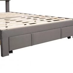Gray Full Size Velvet Upholstered Platform Bed with a Big Drawer by ATHMILE 12 Gray Full Size Velvet Upholstered Platform Bed with a Big Drawer by ATHMILE -ATHMILE Sales Store gray athmile panel beds gz b2w20221489 66 1000