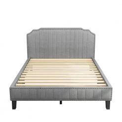 64 in. W Gray Wood Frame Queen Platform Bed by ATHMILE