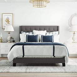 65.3 in. W Gray Wood Frame Queen Platform Bed by ATHMILE -ATHMILE Sales Store gray athmile platform beds dztwf280786aae 31 1000