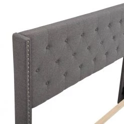 65.3 in. W Gray Wood Frame Queen Platform Bed by ATHMILE -ATHMILE Sales Store gray athmile platform beds dztwf280786aae 4f 1000