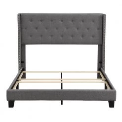 65.3 in. W Gray Wood Frame Queen Platform Bed by ATHMILE
