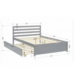 79.5 in. Gray Full Size Bed with Trundle by ATHMILE -ATHMILE Sales Store gray athmile platform beds gz b2w20220082 4f 1000
