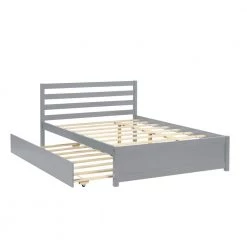 79.5 in. Gray Full Size Bed with Trundle by ATHMILE