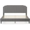 85 in. Gray Linen Curved Upholstered King Platform Bed with Nailhead Trim by ATHMILE