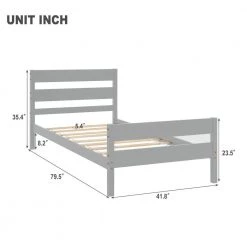 79.5 in. Gray Twin Bed with Headboard and Footboard by ATHMILE -ATHMILE Sales Store gray athmile platform beds gz b2w20220946 c3 1000