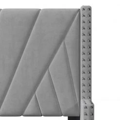 85.8 in. W Gray Velvet Upholstered Queen Size Platform Bed by ATHMILE 12 85.8 in. W Gray Velvet Upholstered Queen Size Platform Bed by ATHMILE -ATHMILE Sales Store gray athmile platform beds gz b2w20221308 1f 1000