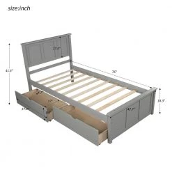 79.92 in. W Gray Wood Frame Twin Platform Storage Bed with Drawers by ATHMILE -ATHMILE Sales Store gray athmile platform beds gz b2w20222016 4f 1000