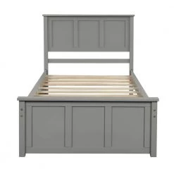 79.92 in. W Gray Wood Frame Twin Platform Storage Bed with Drawers by ATHMILE