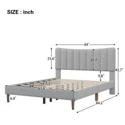 84.2 in. W Gray Queen Upholstered Platform Bed Frame with Vertical Channel Tufted Headboard by ATHMILE 12 84.2 in. W Gray Queen Upholstered Platform Bed Frame with Vertical Channel Tufted Headboard by ATHMILE -ATHMILE Sales Store gray athmile platform beds gz b2w20222036 4f 1000