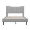 84.2 in. W Gray Queen Upholstered Platform Bed Frame with Vertical Channel Tufted Headboard by ATHMILE