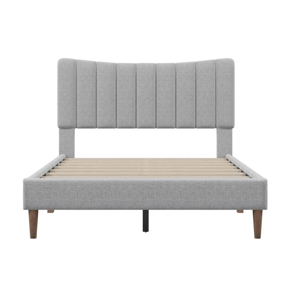 84.2 in. W Gray Queen Upholstered Platform Bed Frame with Vertical Channel Tufted Headboard by ATHMILE 1 84.2 in. W Gray Queen Upholstered Platform Bed Frame with Vertical Channel Tufted Headboard by ATHMILE