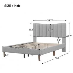 84.2 in. W Gray Upholstered Platform Bed Frame with Vertical Channel Tufted Headboard by ATHMILE 12 84.2 in. W Gray Upholstered Platform Bed Frame with Vertical Channel Tufted Headboard by ATHMILE -ATHMILE Sales Store gray athmile platform beds gz b2w20222037 4f 1000