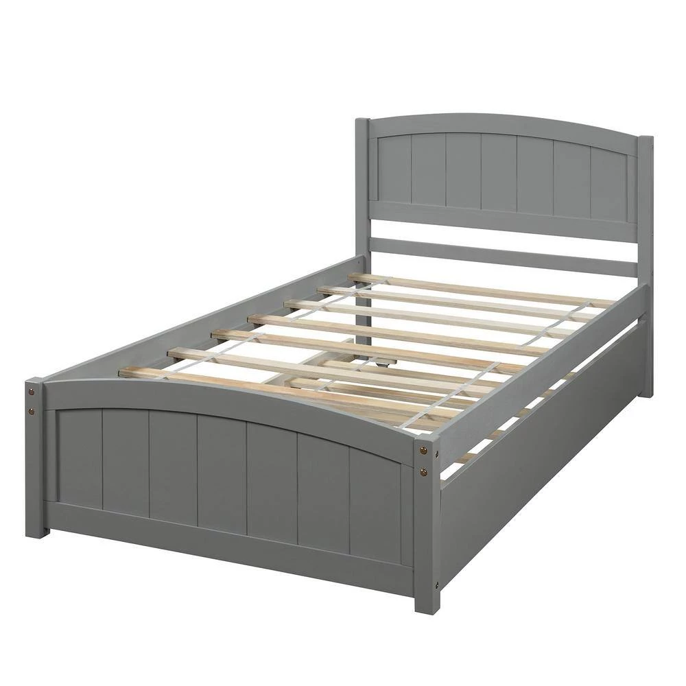 Gray Twin size Platform Bed with Trundle by ATHMILE 6 Gray Twin size Platform Bed with Trundle by ATHMILE - Image 6