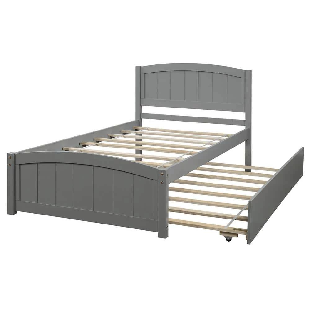 Gray Twin size Platform Bed with Trundle by ATHMILE 1 Gray Twin size Platform Bed with Trundle by ATHMILE