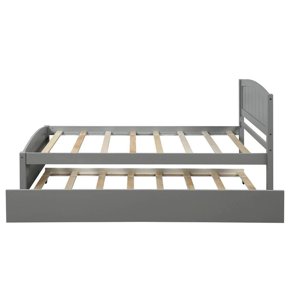 Gray Twin size Platform Bed with Trundle by ATHMILE 2 Gray Twin size Platform Bed with Trundle by ATHMILE - Image 2