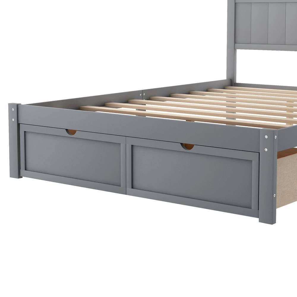 Gray Full Size Platform Bed with Under-bed Drawers by ATHMILE 5 Gray Full Size Platform Bed with Under-bed Drawers by ATHMILE - Image 5