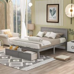 Gray Full Size Platform Bed with Under-bed Drawers by ATHMILE 13 Gray Full Size Platform Bed with Under-bed Drawers by ATHMILE -ATHMILE Sales Store gray athmile platform beds gz wf196530aae 31 1000