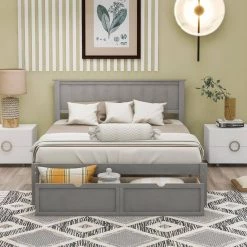 Gray Full Size Platform Bed with Under-bed Drawers by ATHMILE 12 Gray Full Size Platform Bed with Under-bed Drawers by ATHMILE -ATHMILE Sales Store gray athmile platform beds gz wf196530aae 44 1000