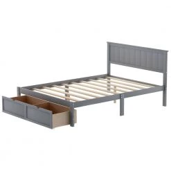 Gray Full Size Platform Bed with Under-bed Drawers by ATHMILE 10 Gray Full Size Platform Bed with Under-bed Drawers by ATHMILE -ATHMILE Sales Store gray athmile platform beds gz wf196530aae 4f 1000