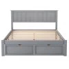 Gray Full Size Platform Bed with Under-bed Drawers by ATHMILE