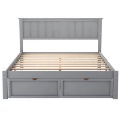 Gray Full Size Platform Bed with Under-bed Drawers by ATHMILE