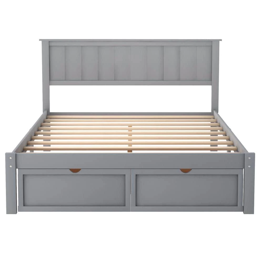 Gray Full Size Platform Bed with Under-bed Drawers by ATHMILE 1 Gray Full Size Platform Bed with Under-bed Drawers by ATHMILE