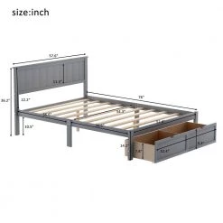 Gray Full Size Platform Bed with Under-bed Drawers by ATHMILE 9 Gray Full Size Platform Bed with Under-bed Drawers by ATHMILE -ATHMILE Sales Store gray athmile platform beds gz wf196530aae c3 1000