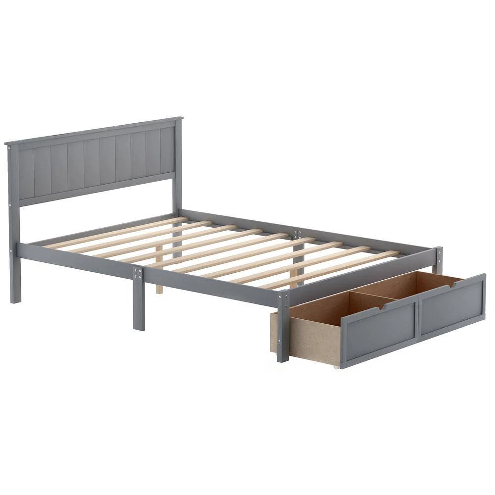 Gray Full Size Platform Bed with Under-bed Drawers by ATHMILE 2 Gray Full Size Platform Bed with Under-bed Drawers by ATHMILE - Image 2