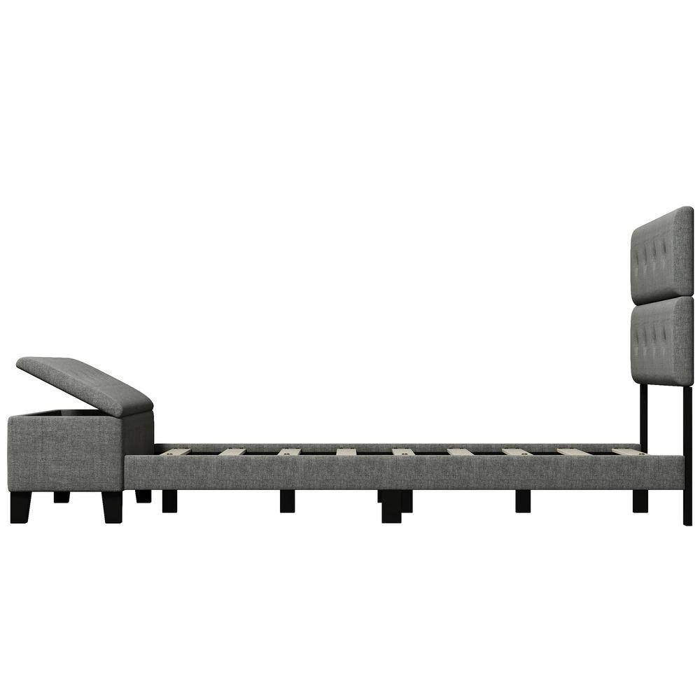 Upholstered Queen Size Platform Bed with Storage Case Gray by ATHMILE 6 Upholstered Queen Size Platform Bed with Storage Case Gray by ATHMILE - Image 6