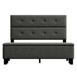 Upholstered Queen Size Platform Bed with Storage Case Gray by ATHMILE 11 Upholstered Queen Size Platform Bed with Storage Case Gray by ATHMILE -ATHMILE Sales Store gray athmile platform beds gz wf199338aae 4f 1000