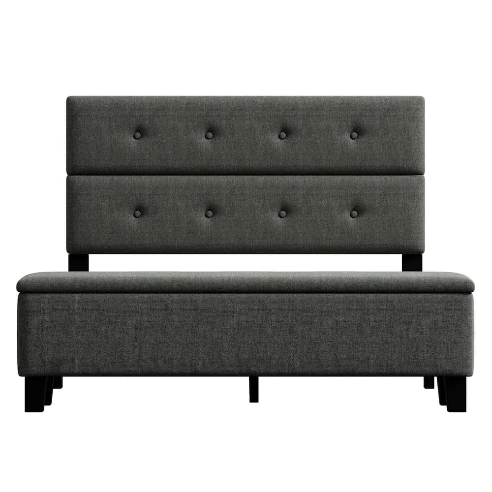 Upholstered Queen Size Platform Bed with Storage Case Gray by ATHMILE 4 Upholstered Queen Size Platform Bed with Storage Case Gray by ATHMILE - Image 4