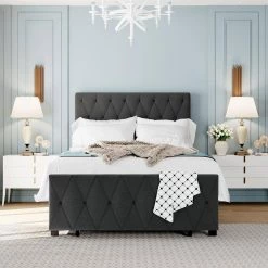 Gray Twin Size Storage Bed Metal Platform Bed with a Big Drawer by ATHMILE -ATHMILE Sales Store gray athmile platform beds gz wf212443aae 31 1000