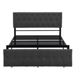 Gray Full Size Storage Bed Metal Platform Bed with a Big Drawer by ATHMILE