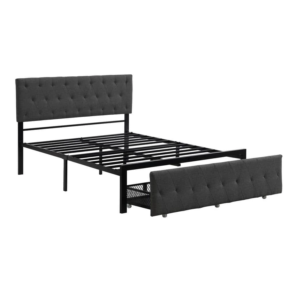 Gray Full Size Storage Bed Metal Platform Bed with a Big Drawer by ATHMILE 3 Gray Full Size Storage Bed Metal Platform Bed with a Big Drawer by ATHMILE - Image 3
